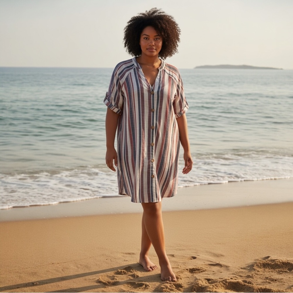 SHEIN Multicolor Striped Swim Cover-Up